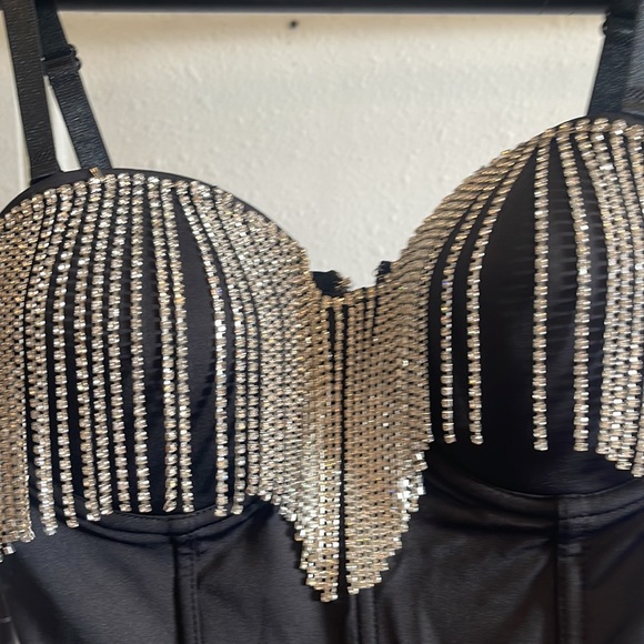 Selena look alike black embellished fringed bustier - Picture 3 of 15